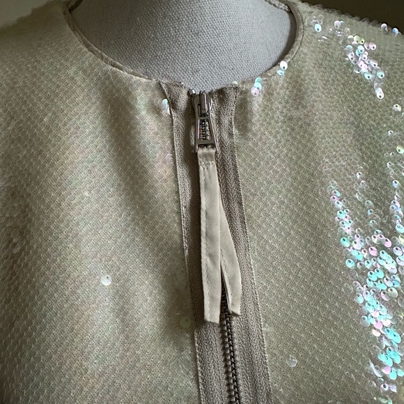 Elie by Elie Tahari Cream Sequined Jacket Medium NWT - Picture 3 of 6